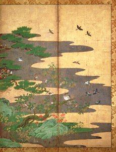 Oiseaux avec fleurs d